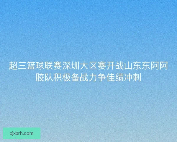 超三篮球联赛深圳大区赛开战山东东阿阿胶队积极备战力争佳绩冲刺